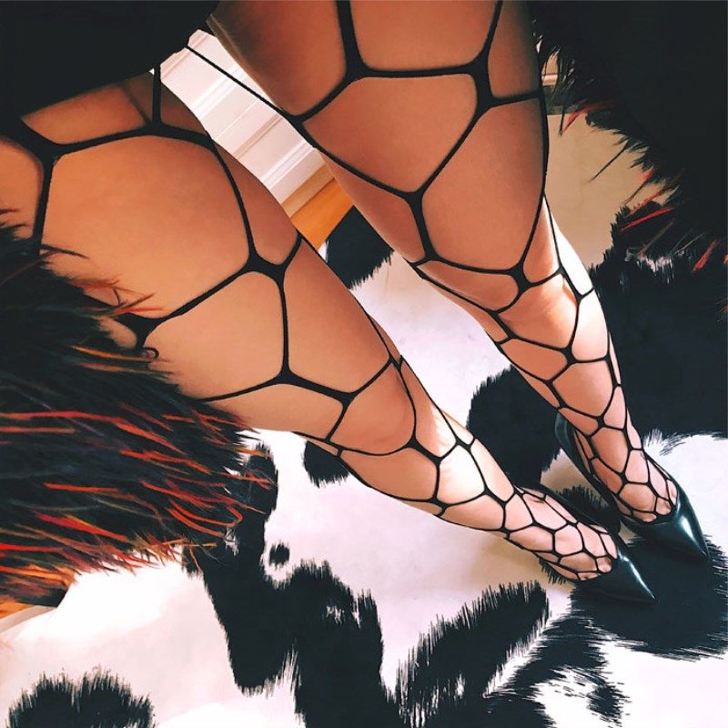 Hot Sexy Women Black Fishnet Thigh High 