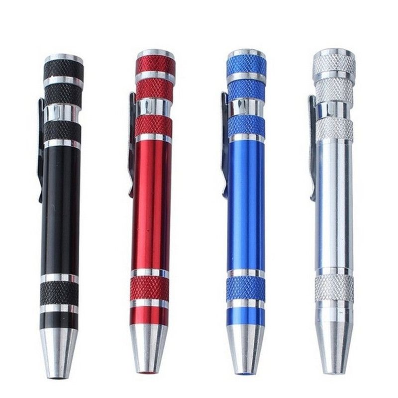 Multifunción 8 en 1 pluma de la mini del aluminio de precisión destornillador Juego de destornilladores Multifunción 8 en 1 pluma de la mini del aluminio de precisión destornillador Juego de destornilladores