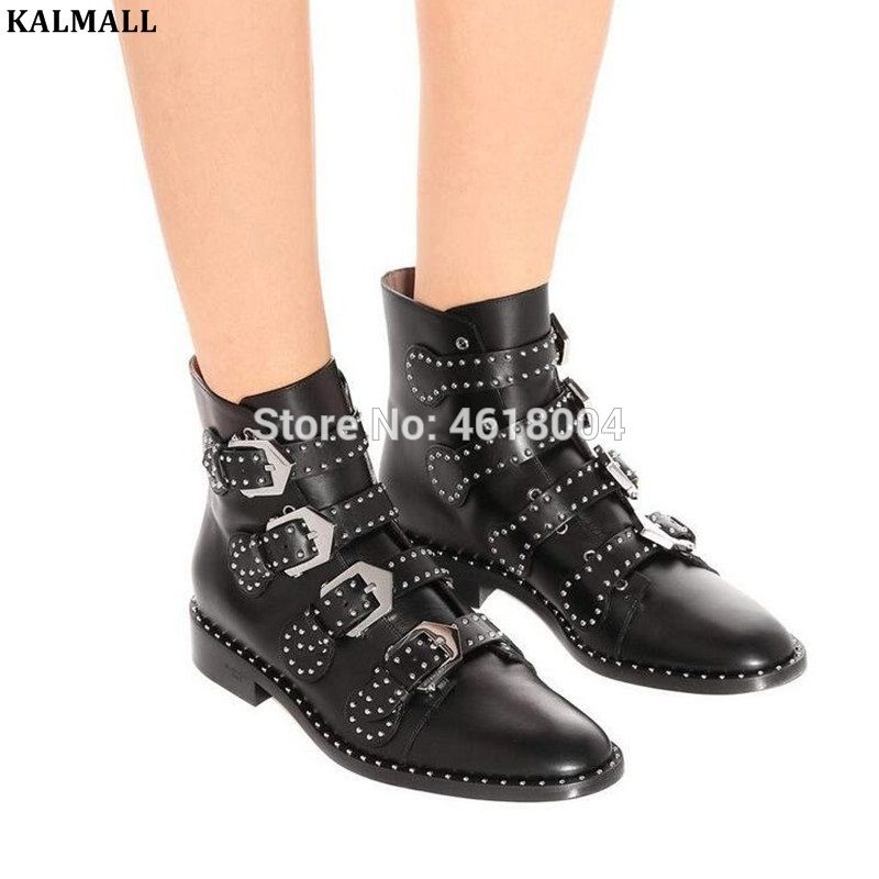 Acquista KALMALL Scarpe Punk Donna Fibbia Strap Stivaletti Stivali A Punta Martin Stivali Rivetti Borchie Biker Moto Donna Botas A 110,48 € Dal Romantravel | DHgate.Com