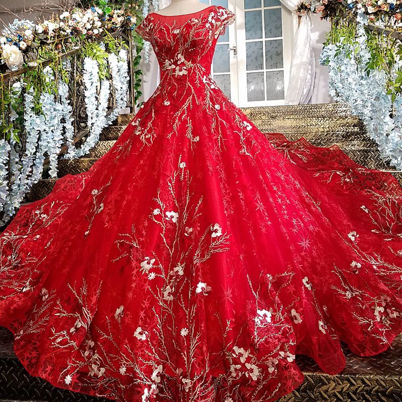 red and silver evening gown