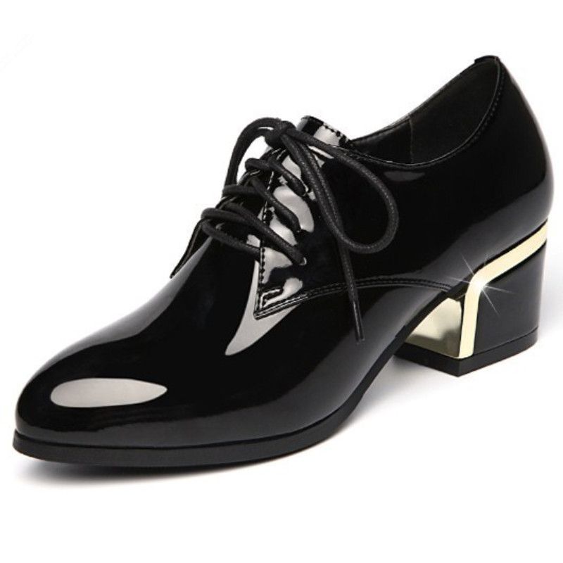 Black Patent Leather Lace Up Shoes Ladies