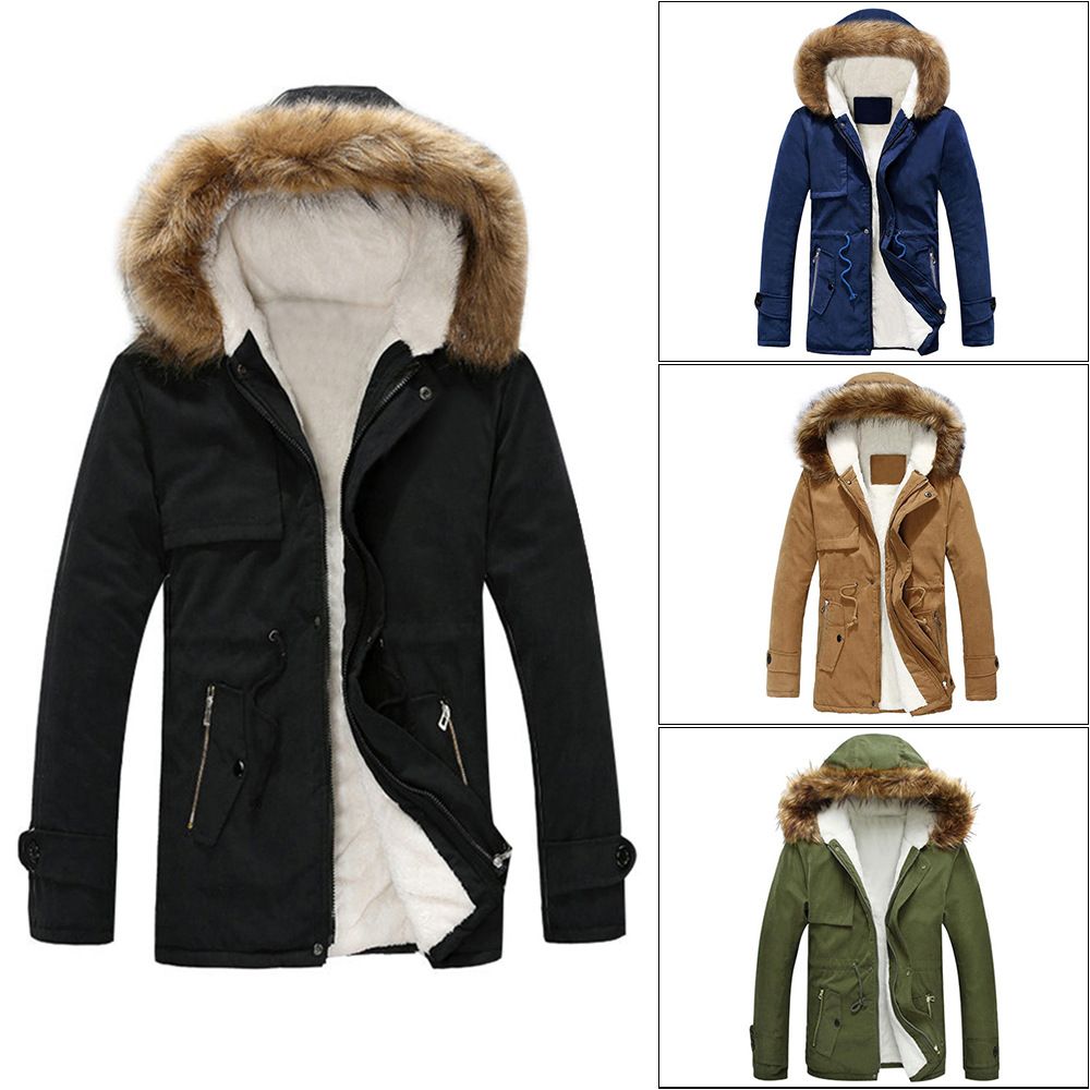 Winter Casual Canada Mens Fur Collar Coat Army Green Outwear Coats ...