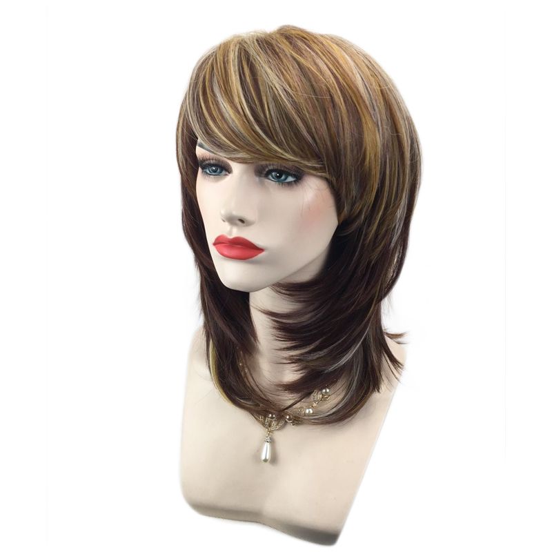 Synthetic Hair Wigs for Women Natural Style Fashion Ladies Wig Long Wavy Daily Party Cosplay Wig with Bangs Ombre Hair African American Wigs Synthetic Hair Wigs for Women Natural Style Fashion Ladies Wig Long Wavy Daily Party Cosplay Wig with Bangs Ombre Hair African American Wigs