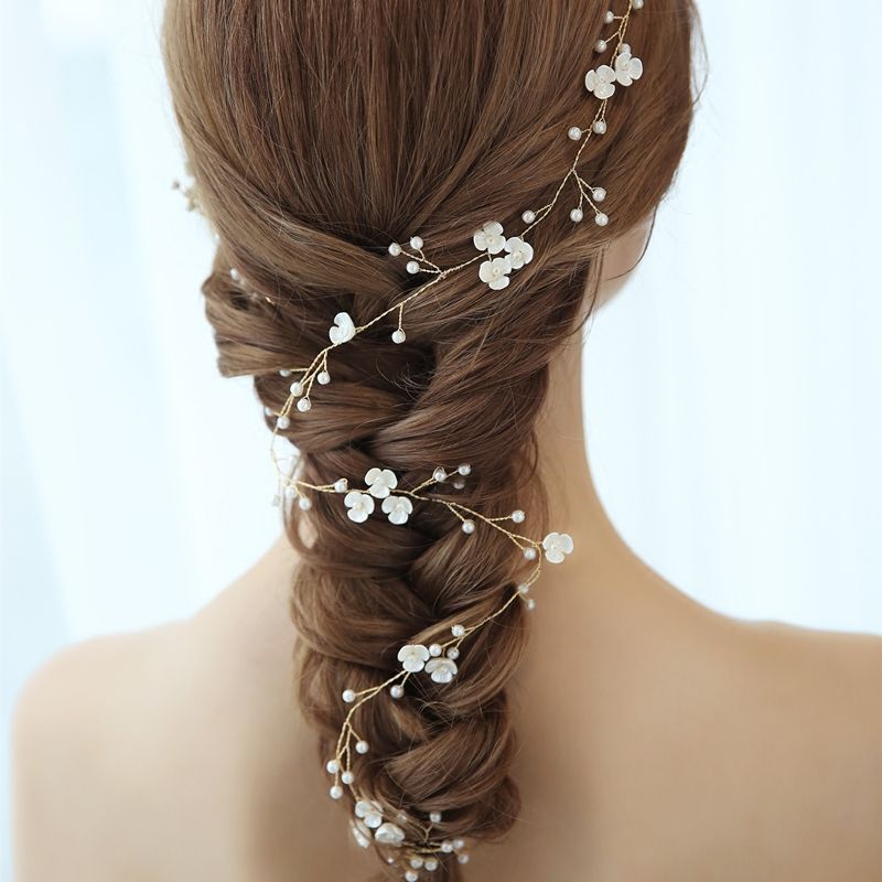 Blanc Or Argent Perle Cheveux Fleur de Vigne Bandeau Nuptiale Strass Bandeau 4294 