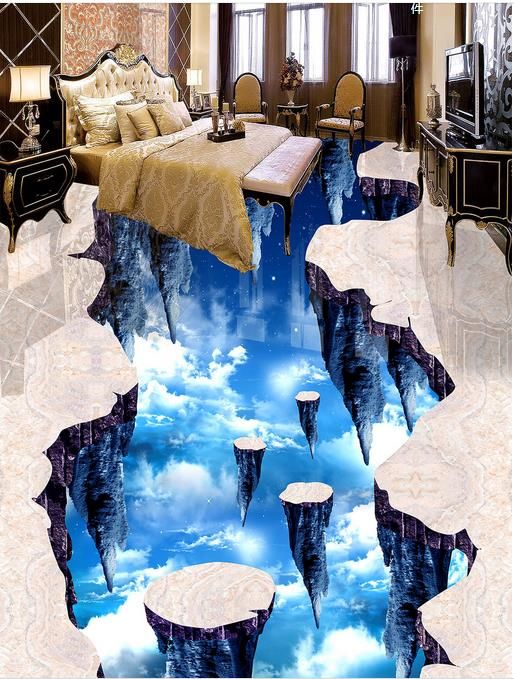 Living Walls Wallpaper Walkway Hall Sky 3D Floor Outdoor Drawing ...