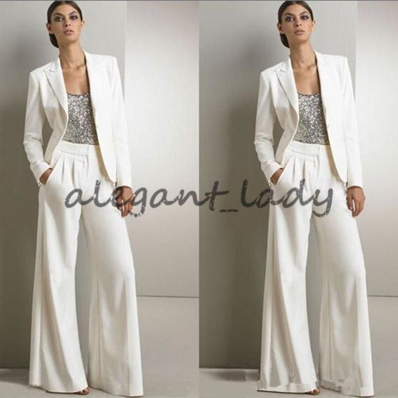 Compra Moderno Blanco Tres Piezas Mujeres Mono Formal Desgaste Formal Con  Chaqueta De Manga Larga 2018 Hacer Personalizado Madre Ocasión Pantalón  Juego Juego Barato | Entrega Rápida Y Calidad | Es.Dhgate