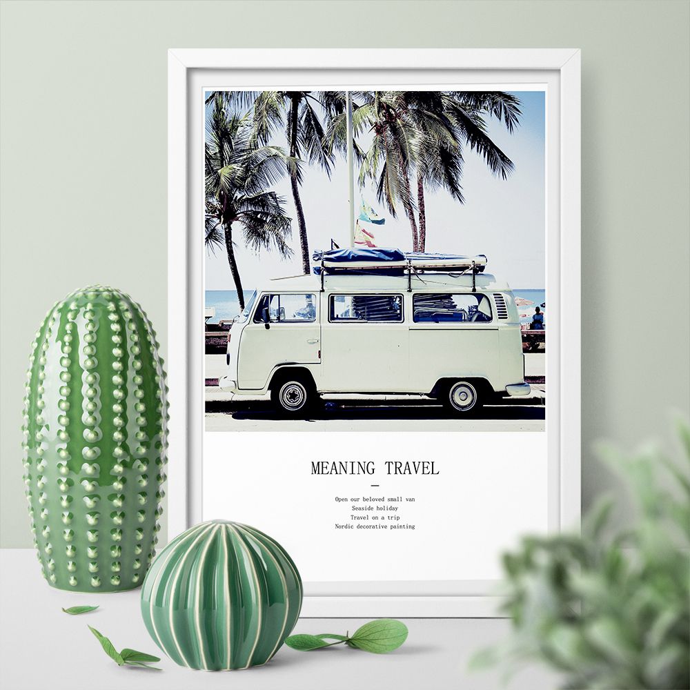 2020 Hd Printed Wall Picture Vw Camper Blue Bus Wall Art Canvas