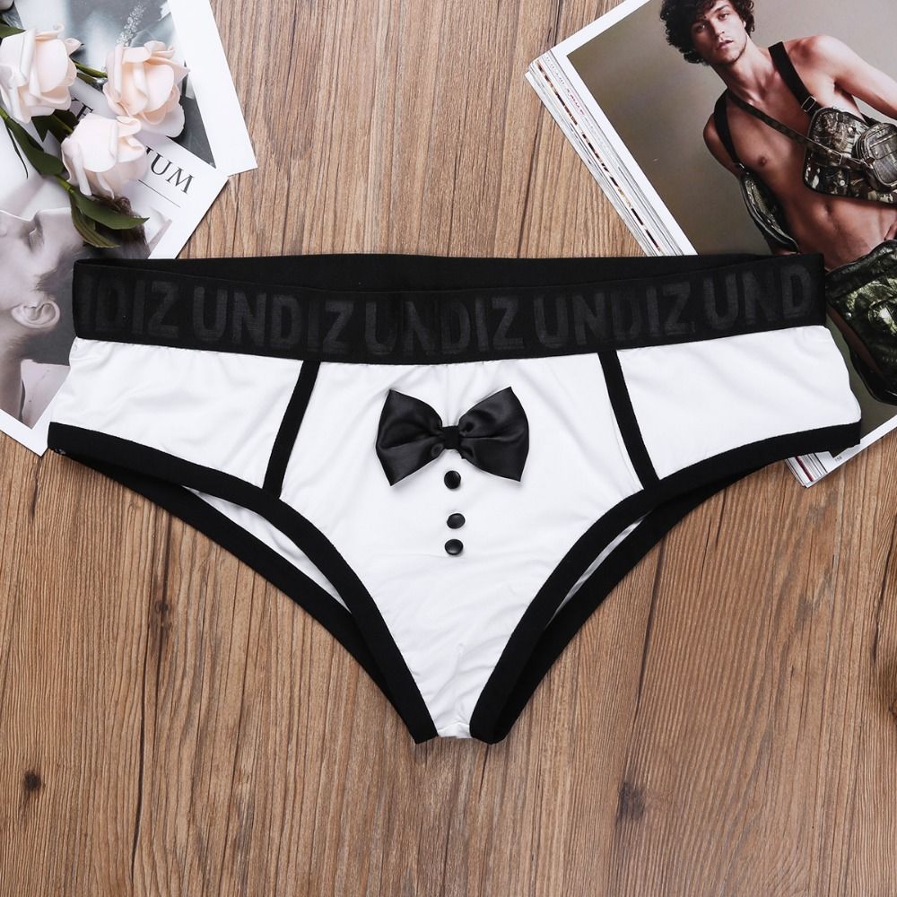 IEFiEL Sexy Male Mens Soft Lingerie Black Color Splice Cute Bow Tie ...