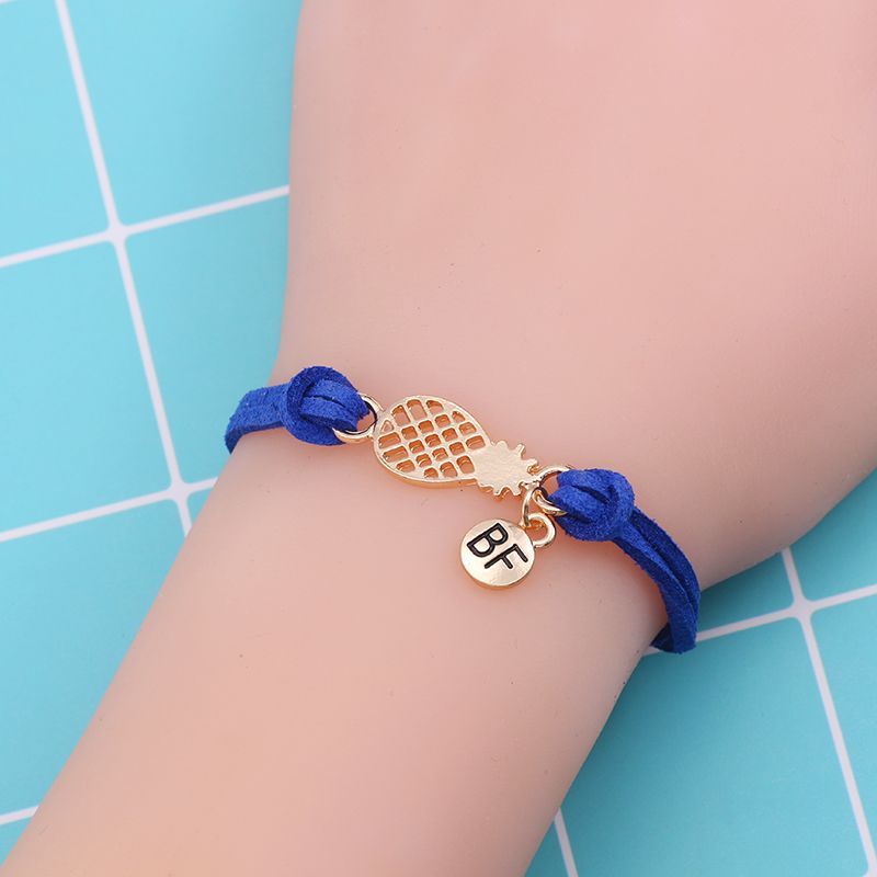 Trendy Hollow piña mejores amigos pulseras para niñas BFF PU pulsera de cuero moda