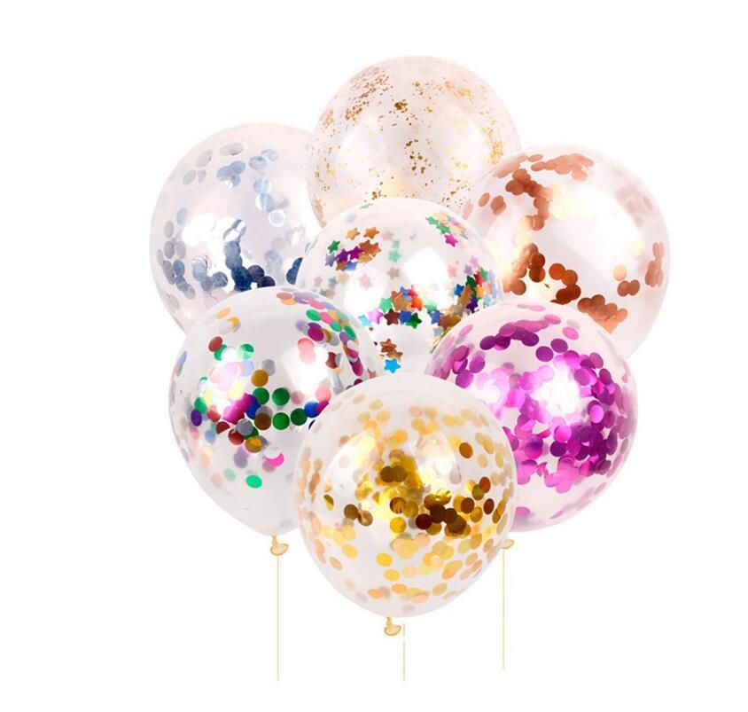 12/" 15/" 18/" Clear Transparent Balloon Colorful Silver Gold Confetti Balloons
