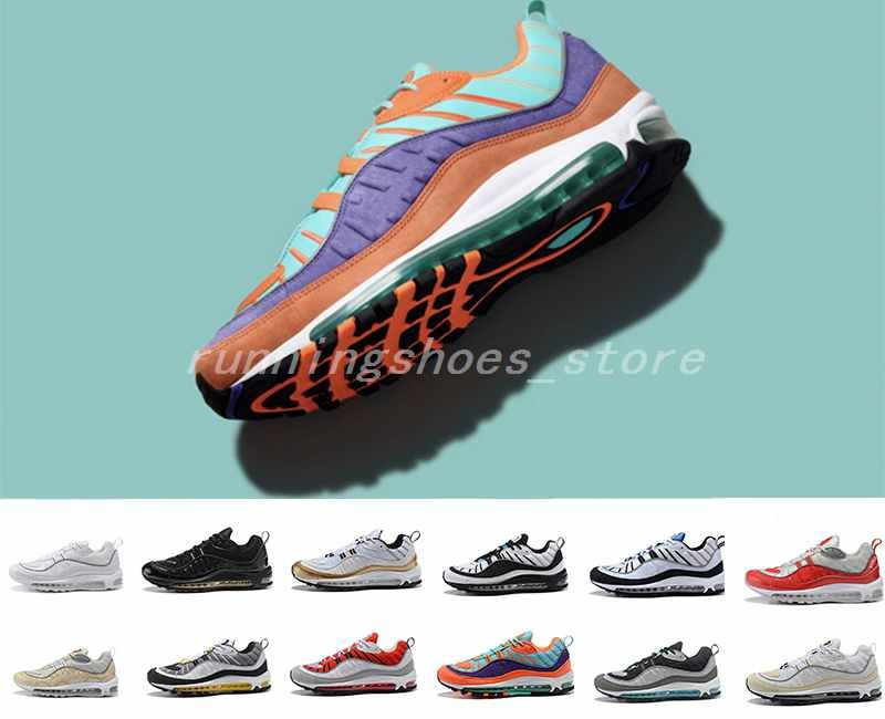 Nike air max 98 airmax 98 Vibrant OG 98 Gundam Cone Zapatos correr para 98s Negro Blanco Rojo Azul marino Fluorescente para hombre Zapatillas de deporte Zapatillas de deporte US 7-12