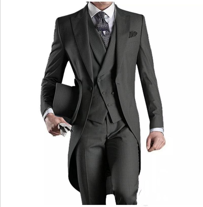 Acheter Custom Design Blanc Noir Gris Gris Clair Violet Bordeaux Bleu Tailcoat Hommes Parti Groomsmen Costumes En Smoking De Mariage Veste