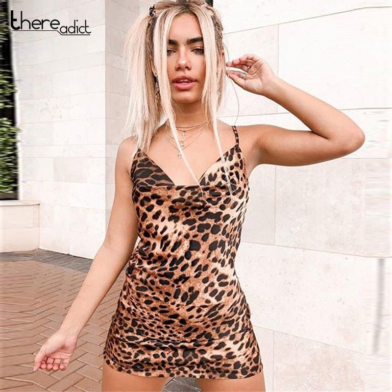 leopard mini slip dress