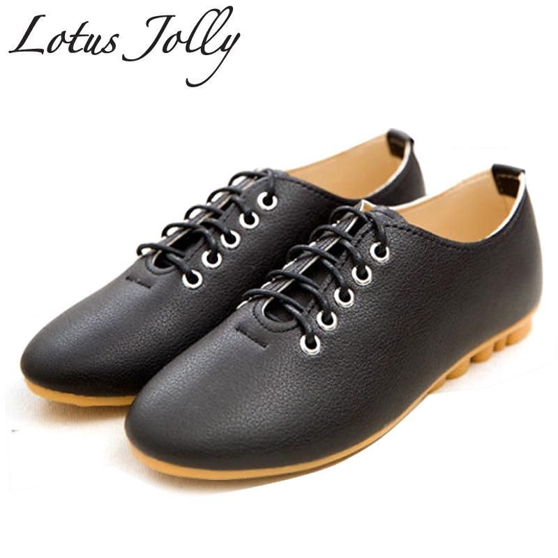 Lotus Jolly 2018 Flats Mujer Zapatos de cuero PU Negro Blanco Planos zapatos de color