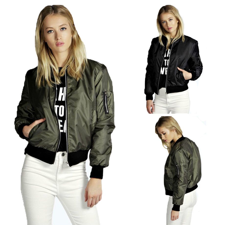 black thin bomber jacket womens