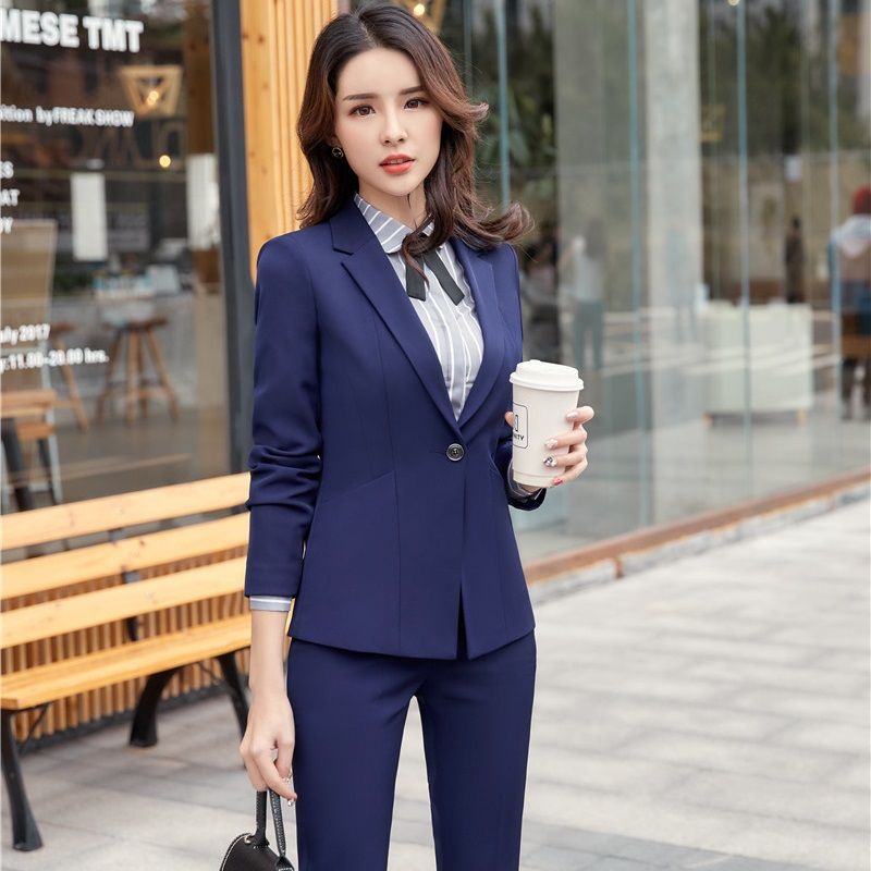 Women's navy blue pant suits Clearance
