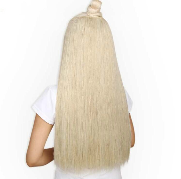 22 Inch55cm Long Straight Women Clip In Hair Extensions Black