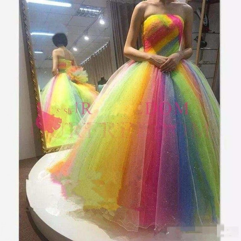 rainbow quinceanera dresses