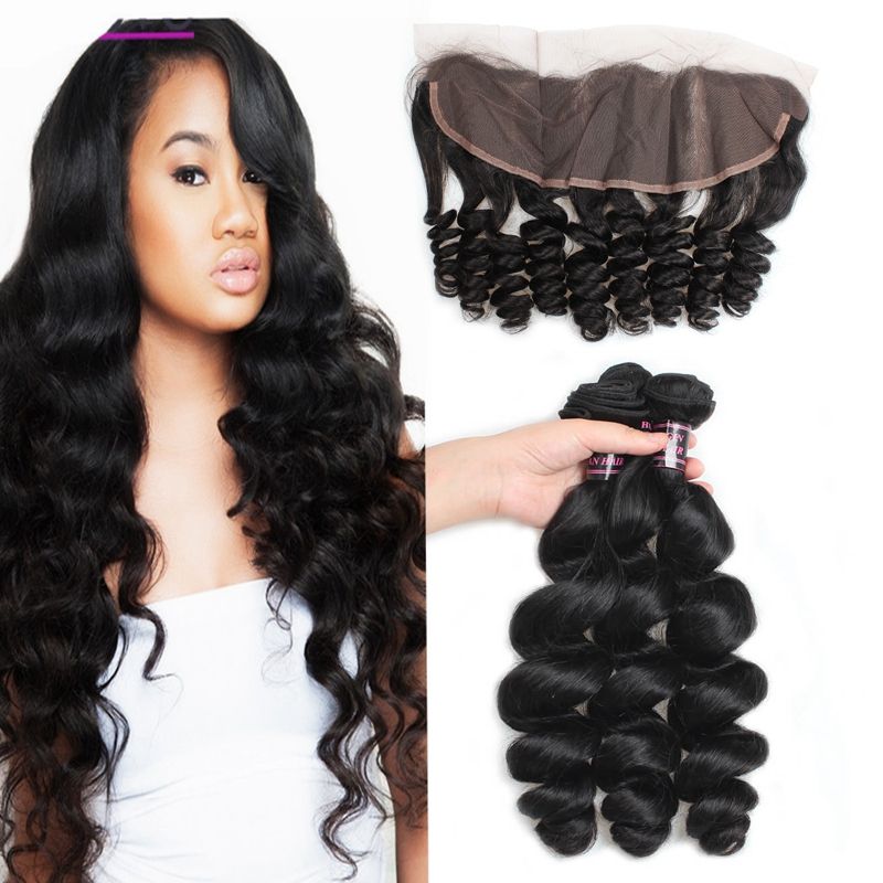 Wholesale Cheap 8a Brazilian Hair 3bundles With Lace Frontal Loose