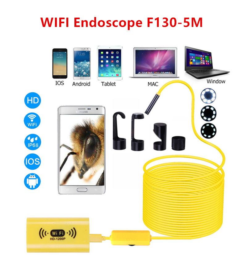 2020 1200P 5M Wifi Endoscope Camera Android Iphone Borescope Waterproof