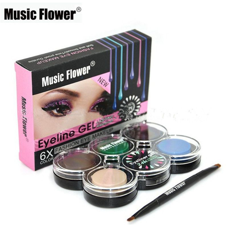 satin al makyaj eyeliner jel 6 renkler muzik cicek marka kozmetik jel goz kalemi krem 24 h kalici su gecirmez fume gozler makyaj paleti set tl44 72