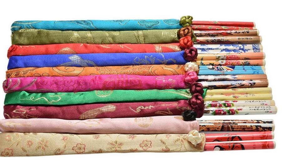 CHOPSTICK SLEEVE made from chinese patterned silky fabric great for special gift 