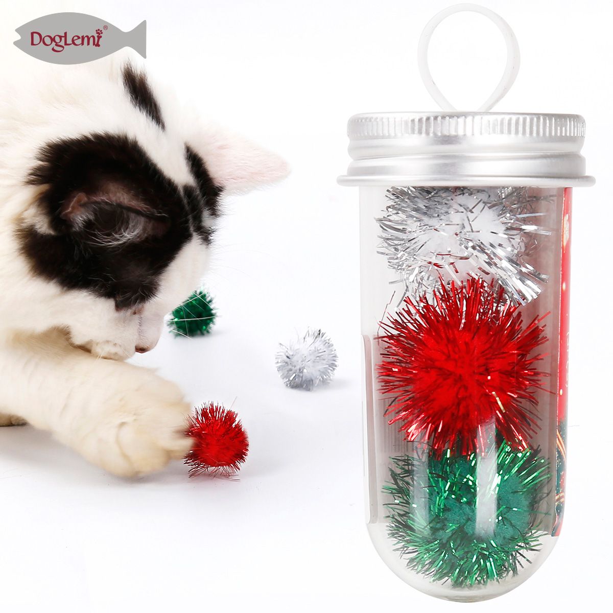Doglemi Merry Christmas Cat Ball Kitten Cat Gift Toys Included
