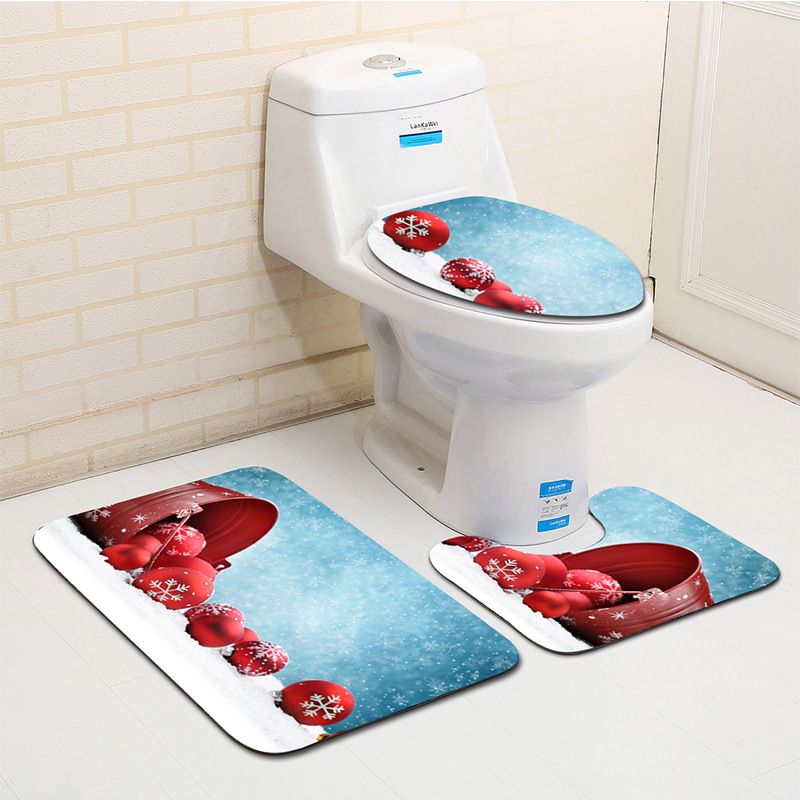2019 Toilet Bath Mats Set Christmas Decor Pattern Bath Mats For