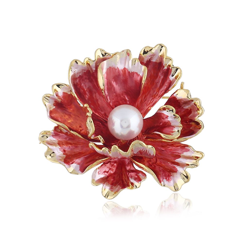 Peonía roja Flor Esmalte Broches Mujeres Hombres Metal Perla Simulada Elegante Fiesta de la Flor Banquete Peonía roja Flor Esmalte Broches Mujeres Hombres Metal Perla Simulada Elegante Fiesta de la Flor Banquete