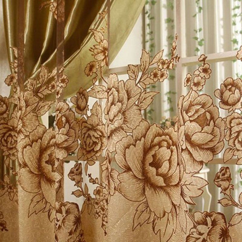 Window Curtain Luxurious Upscale Jacquard Yarn Curtains Peony