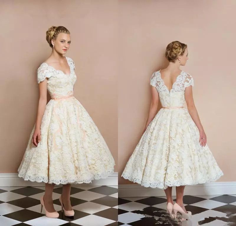classic tea length wedding dresses