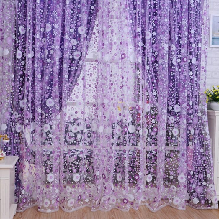 kupit optom dekorativnye shtory pechati cvetochnye vual dver sheer okna shtory nomer zanaves delitel 100x200cm fioletovyj shtory besplatnaya dostavka