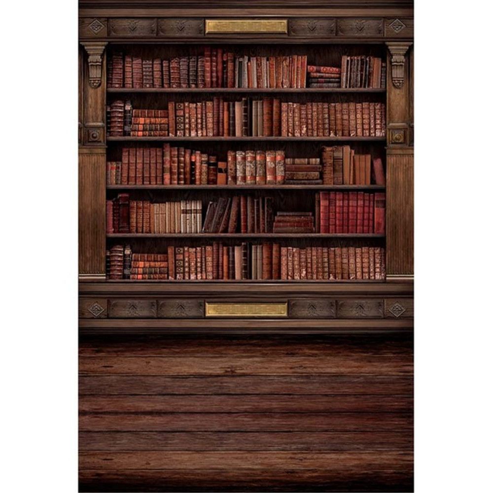 2020 Vintage Wooden Bookshelf Photography Backdrops Digital