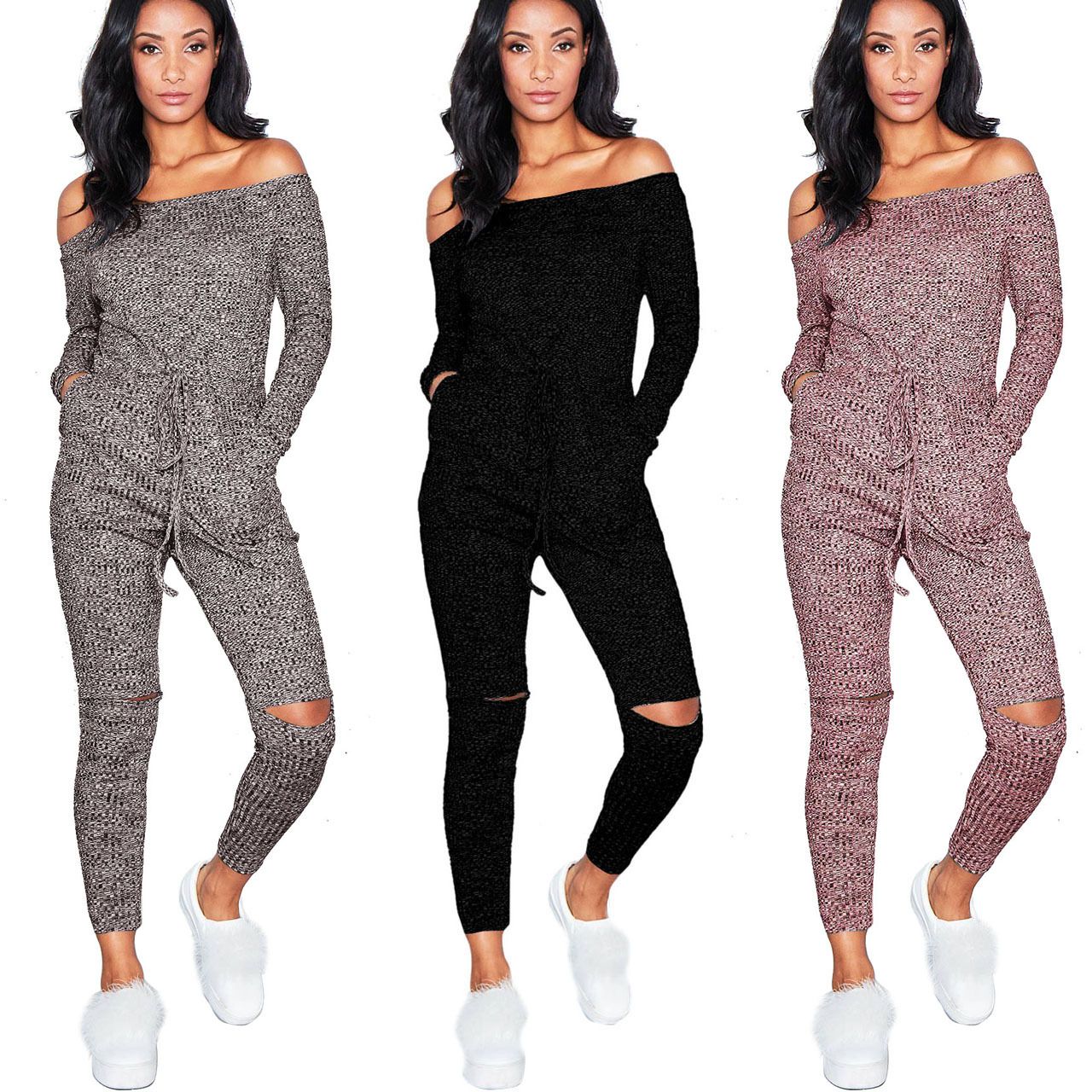 off the shoulder bodycon jumpsuit
