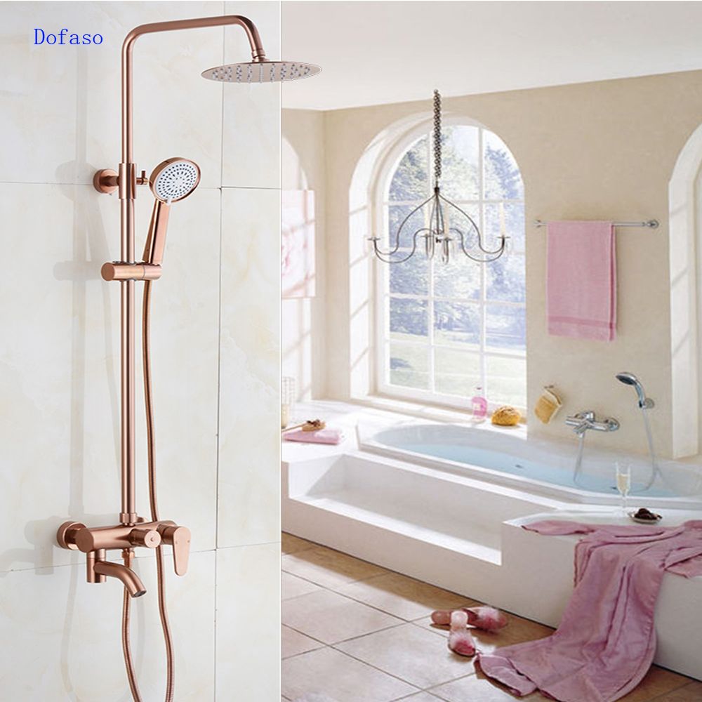 2020 Dofaso Luxury Rose Gold Copper Shower Faucet Bathroom Antique