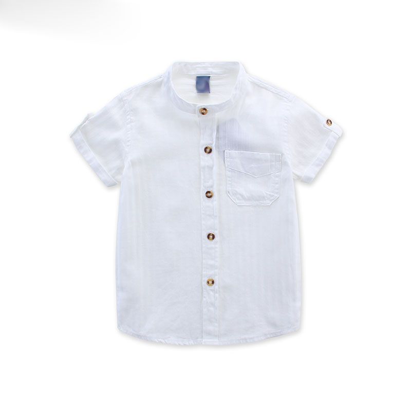Yeni 2018 erkek yaz çocuk giyim için beyaz gömlek beyaz bluz için erkek 2-3-4years için Erkek gömlek rahat giysiler 10-12years