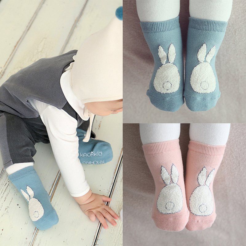 Baby Toddler Socks Non-slip Socks Fur Bunny Printed Boot Cuffs Socks Comfort