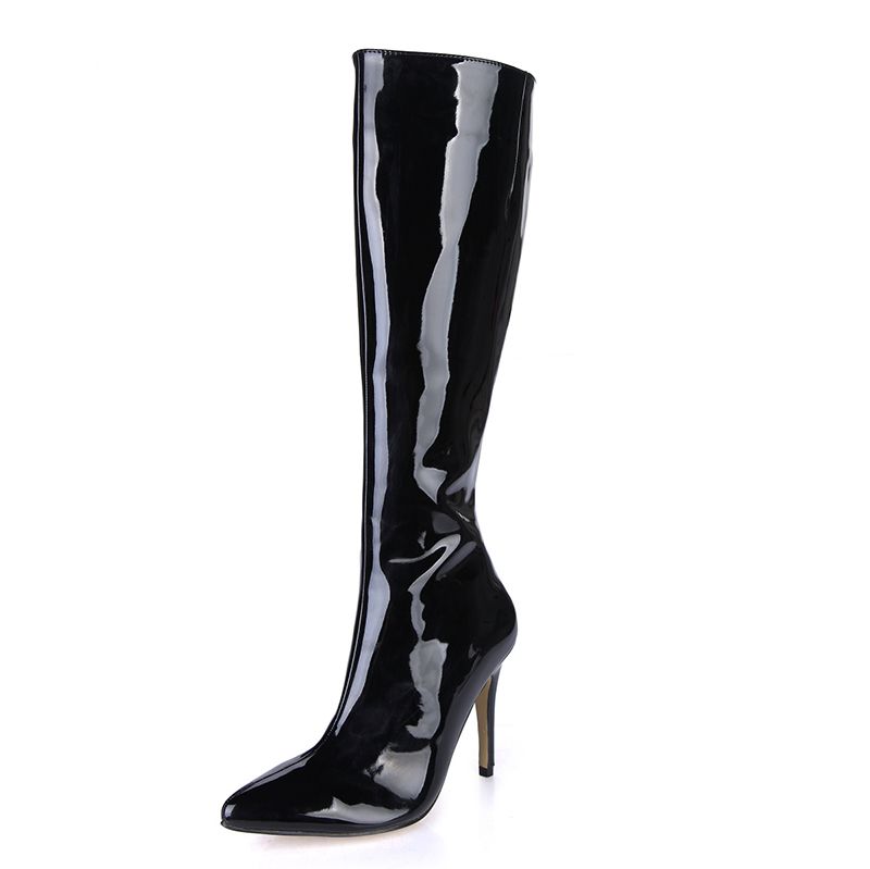 womens black patent leather boots