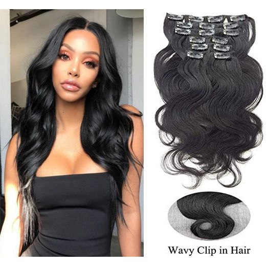 Body Wave Remy Clip In Hair Extensions Human Hair Thick Full Head