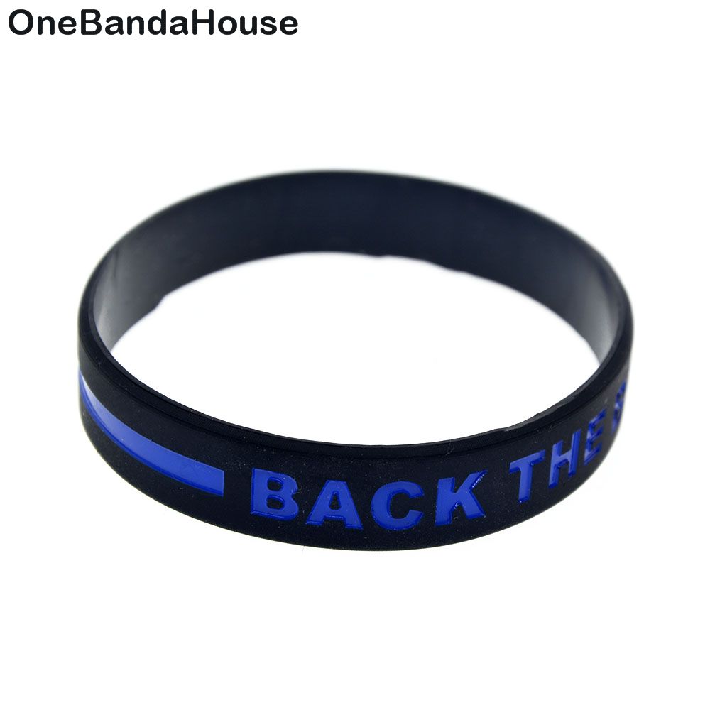 High Quality Debossed Color Filled Bracelet 1 Friend Thin Blue Line Wristband