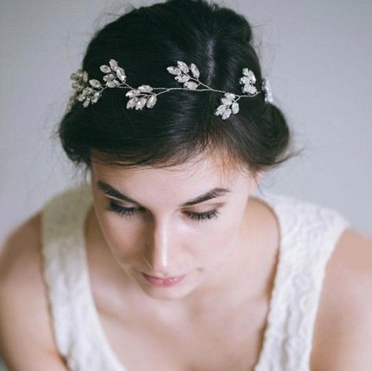 2019 Pretty Bridal Hair Vine Band Silver Tone Claw Crystal Wedding