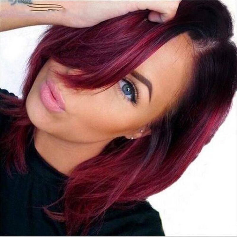 Shoulder Length Burgundy Hair Ombre