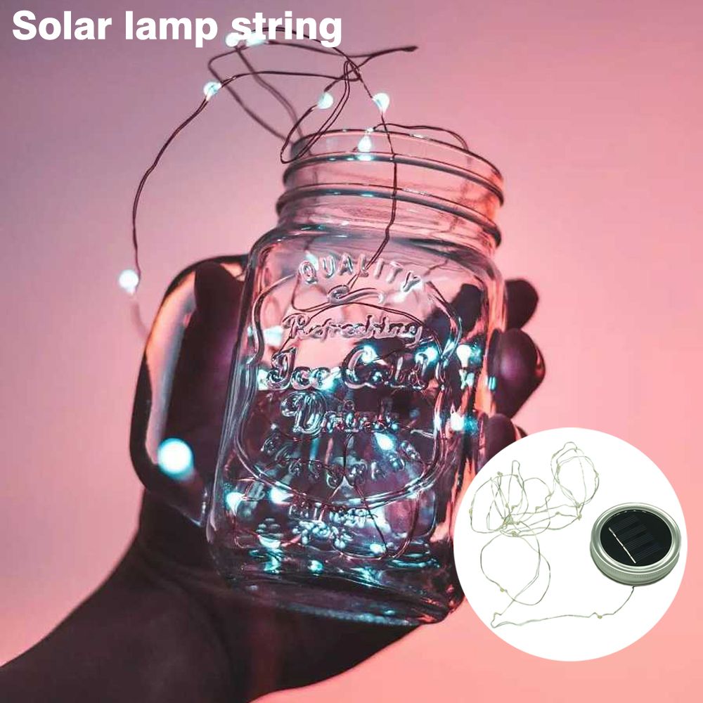 Us Led Fairy Light Solar For Mason Jar Lid Insert Color Changing