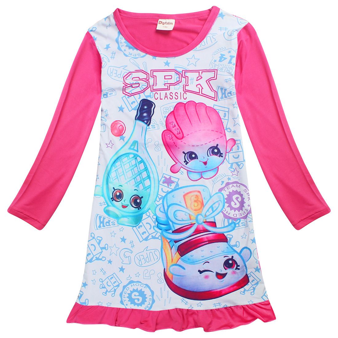 Vestido de niña linda de dibujos animados patrón de anime vestidos de algodón para 4-10 Vestido de niña linda de dibujos animados patrón de anime vestidos de algodón para 4-10
