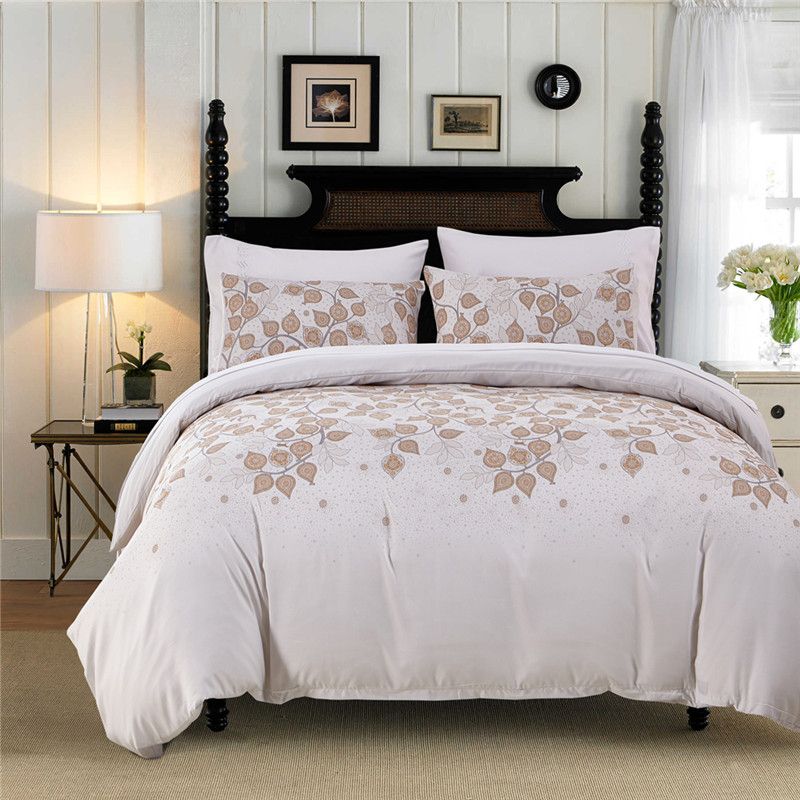 Pale Pink Leaves Pattern Bedding 2 Pillowcase And Duvet Cover Sets