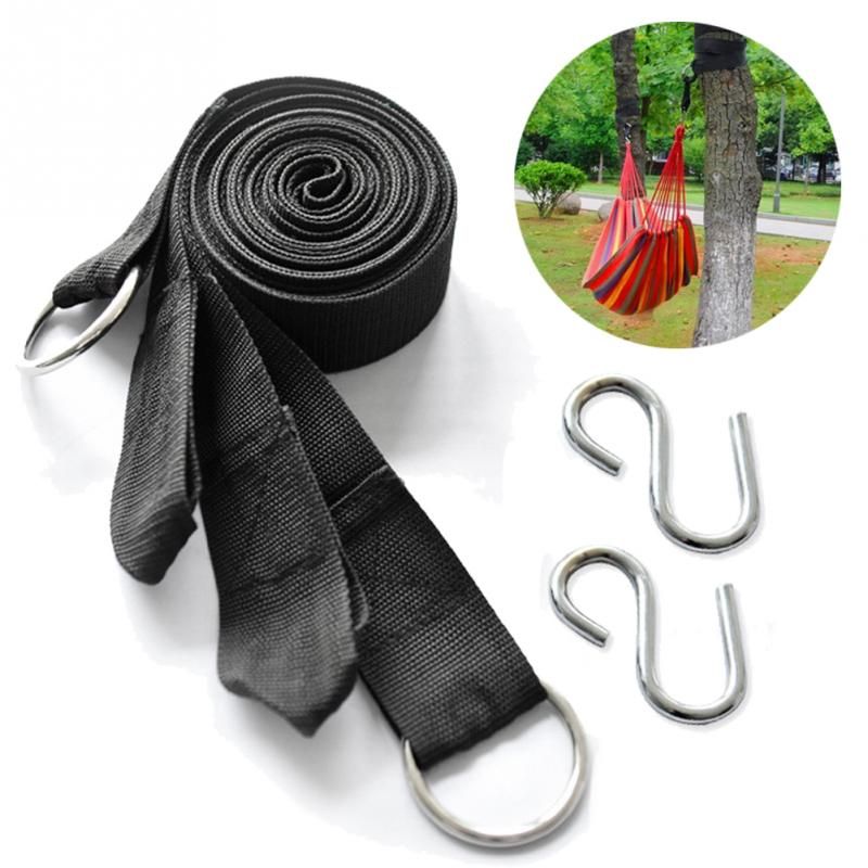 2x Hanging Straps Rope Strong Strap Belt Hammock Tree Strap+2 Hook Carabiner UK