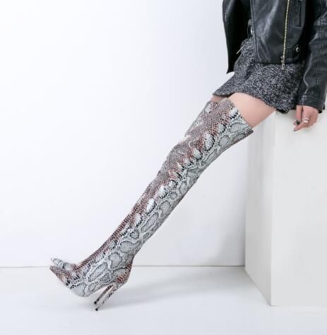 python thigh high boots