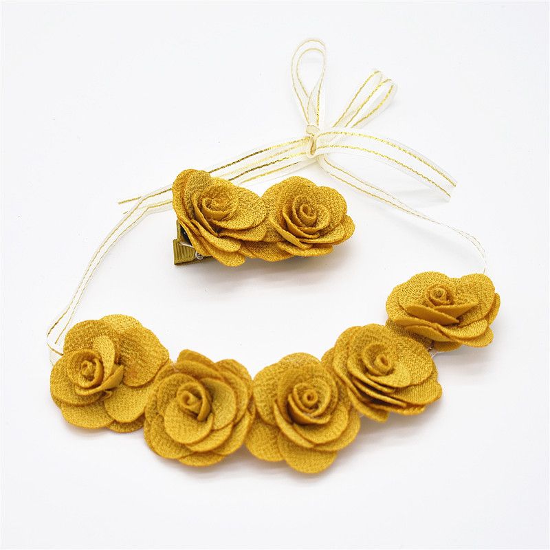 The Navy Color Aureate Flower Hair Ribbon Bow Clip Suit And Wear