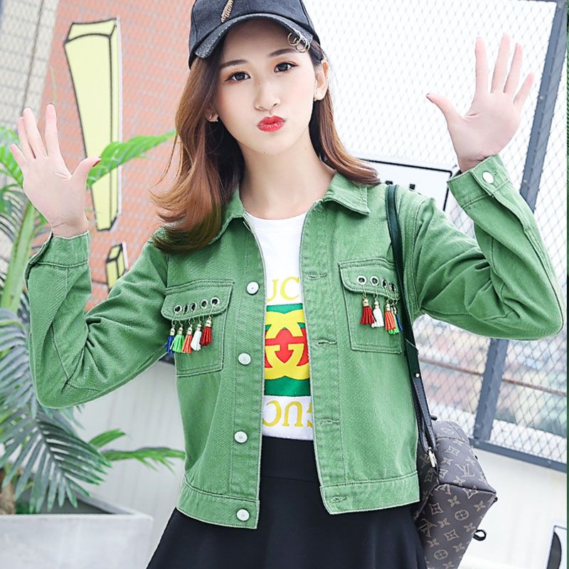 green denim jacket for girls