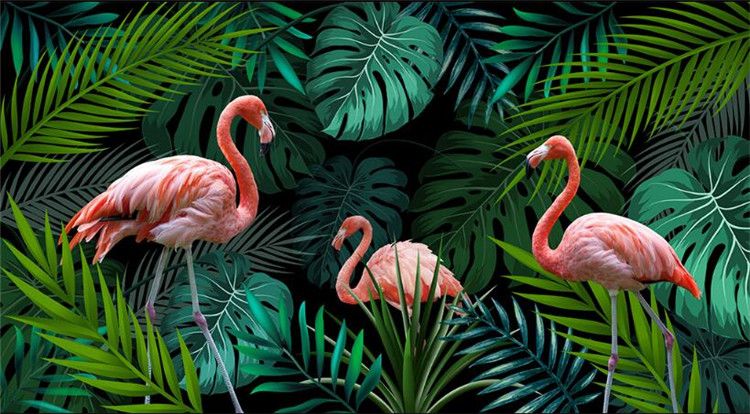 Tropical Rain Forest Plant Leaves Flamingo Mural Photo Wallpaper For Bedroom Sofa Backdrop Murals Custom Papier Peint Mural 3d From Fumei168 32 17 Dhgate Com
